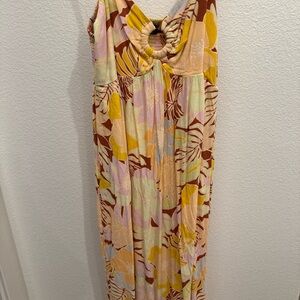 Volcom Floral Maxi Dress - Yellow, Brown, Pink